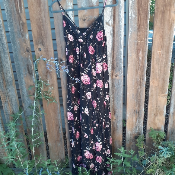 ❤ Black and Pink Floral Summer Maxidress S - Picture 1 of 5
